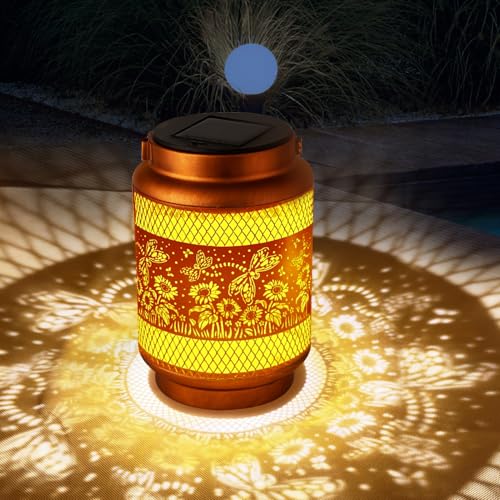 Solar Lanterns Outdoor Waterproof Birthday Gifts for Women Men Grandma Metal Hanging Solar Lights for Outside Patio Yard Festival Pathway Backyard Porch Landscape