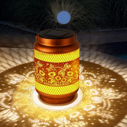 Solar Lanterns Outdoor Waterproof Birthday Gifts for Women Men Grandma Metal Hanging Solar Lights for Outside Patio Yard Festival Pathway Backyard Porch Landscape