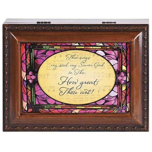 Dicksons, Classic Hymns, Inspirational Christian, Rope Trim Framed, Keepsake Music Box, Jewelry Organizer, Plays Tune From Song, How Great Thou Art - style: How Great Thou Art