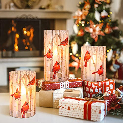 Crystal Club Christmas Flameless Candles with Remote, Cardinal Theme - style: Cardinal Theme