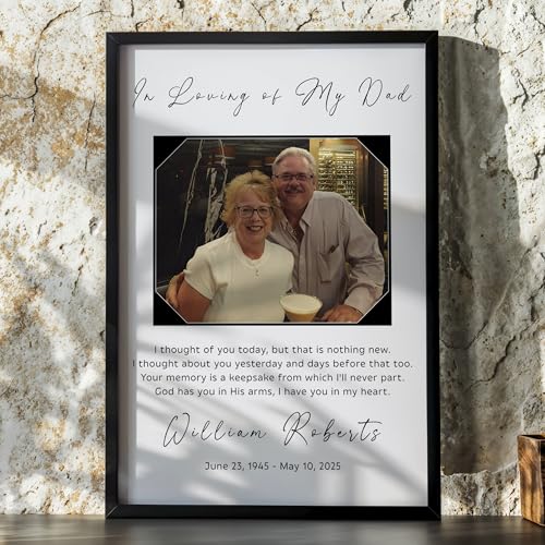 Personalized Memorial Photo Gifts Picture Black Frame Plaque Sign, Sympathy Loss of Husband Photo, Custom Loss of Loved One Wood Frame Photo Gift - color: Design 3