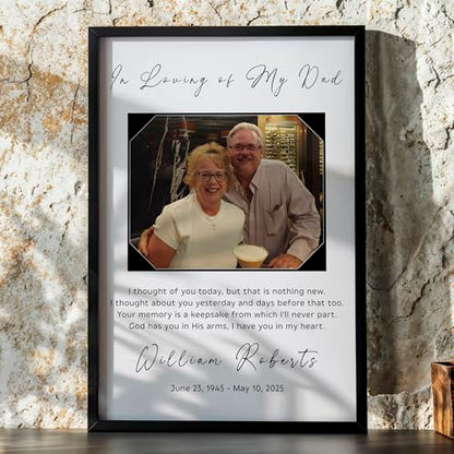 Personalized Memorial Photo Gifts Picture Black Frame Plaque Sign, Sympathy Loss of Husband Photo, Custom Loss of Loved One Wood Frame Photo Gift - color: Design 3