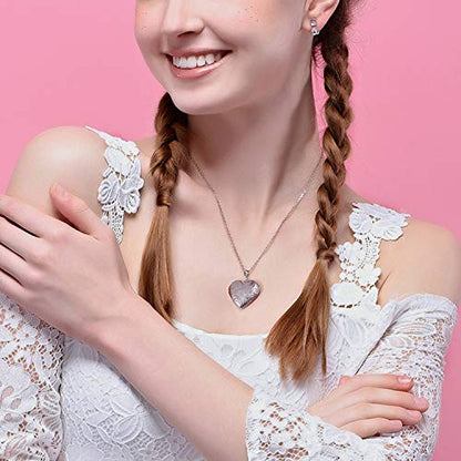 YOUFENG Locket Necklace that Holds Pictures Flower Lockets Pendant Necklaces Birthday Gifts Jewelry - color: GoldHeart