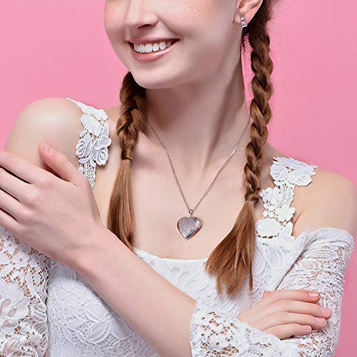 YOUFENG Locket Necklace that Holds Pictures Flower Lockets Pendant Necklaces Birthday Gifts Jewelry - color: RoseGoldHeart