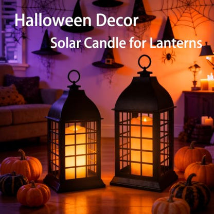 Solar Candles Outdoor Waterproof 2 Pack, 3"x6" Pillar Candles - size: D3"xH6"