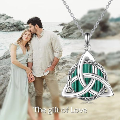 WINNICACA Celtic Knot Necklace 925 Sterling Silver Celtic Pendant Irish Urn Necklace Jewelry Birthday Anniversary Valentine's Day Gifts for Her Women Wife Girlfriend Daughter - style: 1-Celtic Knot Necklace(Malachite)