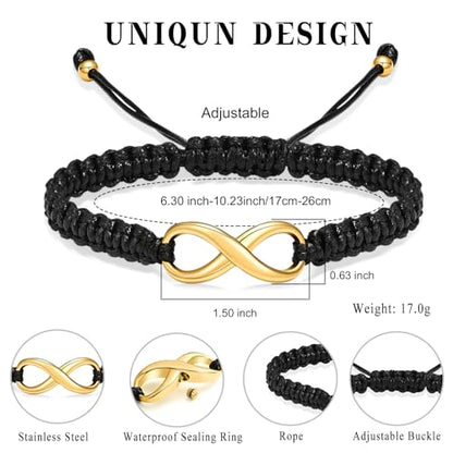 Minicremation Cremation Bracelet for Ashes Infinity Memorial Jewelry Urn Bracelet Braided Rope Adjustable Keepsake Bangle for Women Men - color: Gold