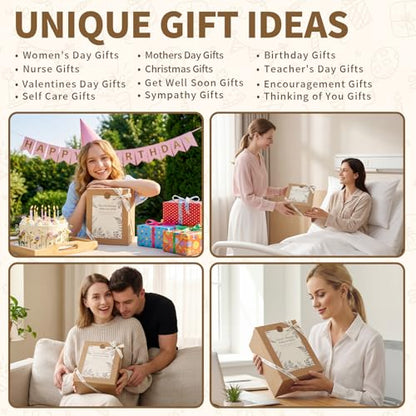 Get Well Soon Gifts Baskets for Women, Thinking of You Gift Comfort Gifts with Healing Crystals Tree, Sympathy Gift Feel Better After Surgery Recovery Wellness Hug in a Box for Her Mom Friends, Beige - color: Beige