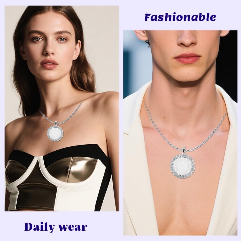 Personalized Photo Frame Necklaces Memory Keepsake Ziconia DIY Custom Picture Necklace Pendant Rhinestone Photo Necklaces - color: Silver