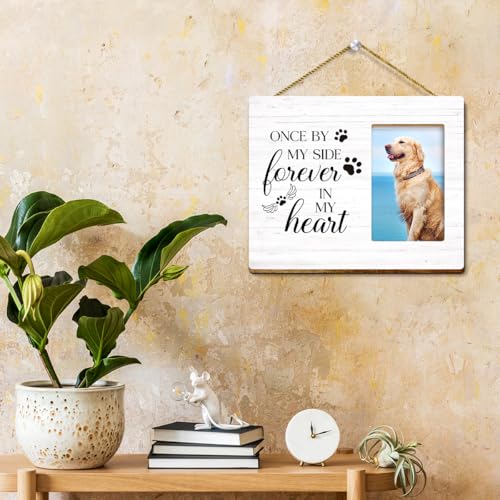 Pet Memorial Gifts for Dogs,Sympathy Gift for Loss of Dog,Remembrance Gifts for Loss of Dog,Once by My Side Forever in My Heart Wood Picture Frame - style: forever in my heart
