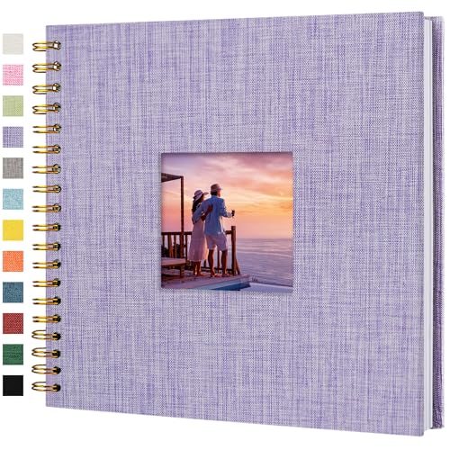 10"x10" Scrapbook Photo Album Linen Cover 20 Sheets 40 Pages White Paper | Purple Hardcover Kraft White Pages Memory Book, for Travel Wedding Guest Book Christmas Baby Shower Fits 4x6 & Instant Photos - color: Purple, size: 10 Inch 40 Pages