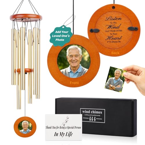 32 Inch Memorial Wind Chimes Outdoor, Personalized Sympathy Gifts for Loss of Loved One, Memorial Gifts for Loss of Mom, Sympathy Wind Chimes for Mother, Father, Brother, Sister Gold - color: Gold, size: Circle