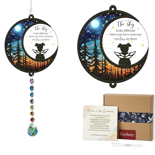 Dog Memorial Suncatcher Gift for Loss of Dog – Rainbow Crystal Window Hanging Ornament with Sympathy Card, Personalized Pet Remembrance Gift for Dog Lovers with Gift Box - color: Dog Memorial Crystal Suncatcher