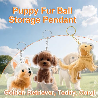 Pet Hair Keepsake Keychain Memorial Charm with Transparent Bottle for Collecting Dog Fur Portable - color: Teddy