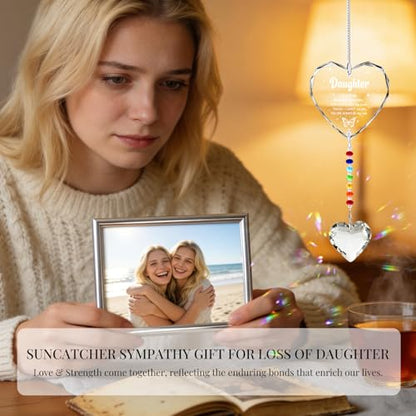 Hegelda Memorial Gifts for Loss of Daughter Crystal Suncatcher Ornaments | Sympathy Bereavement Condolence Gifts for Grieving Mother Father, Daughter in Heaven Remembrance Keepsake for Loss of Child - style: Daughter