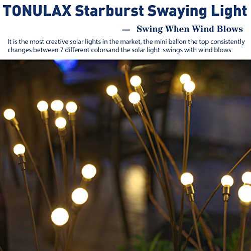 TONULAX Solar Garden Lights - Upgraded Solar Swaying Light, Sway by Wind, Outdoor Lights, Yard Patio Pathway Decoration, High Flexibility Iron Wire & Heavy Bulb Base, Warm White(10 Pack) - size: 10 Pack
