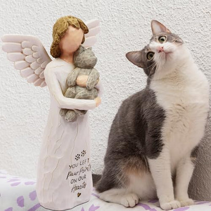 BORLESTA Memorial Gifts Angel - Sympathy Gifts for Loss of Loved One, Cat Memorial Gifts for Loss of Cat, Cat Passing Away Gifts - Cat Angel Figurines