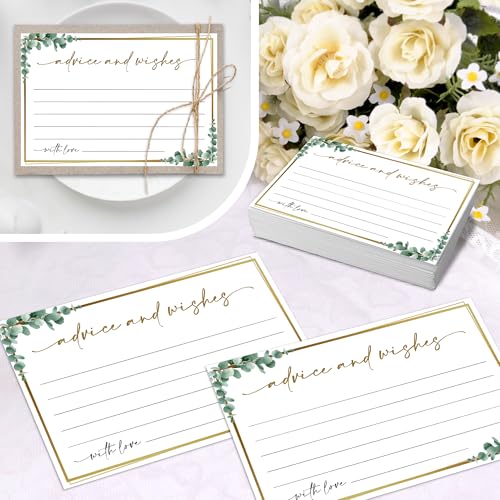 Advice and Wishes Cards – 50 Pcs Eucalyptus Perfect for the Bride and Groom, Baby Shower, Bridal Shower, Wedding Shower, Graduation Party, Retirement Party, Anniversary -A10 - color: Eucalyptus, size: Standard Cards