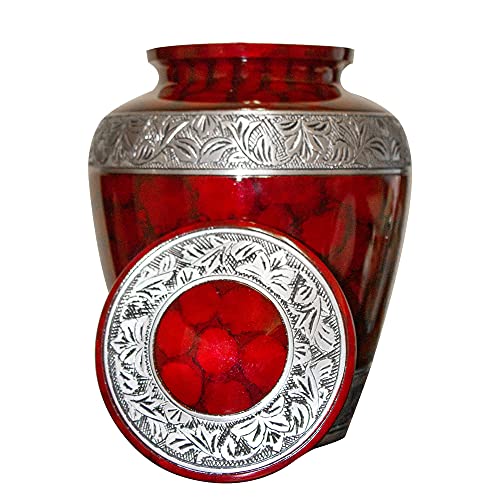 Extra Large Companion Human Funeral Cremation Urn | Personalized Double Urn for Two Adults (Red) - color: Red