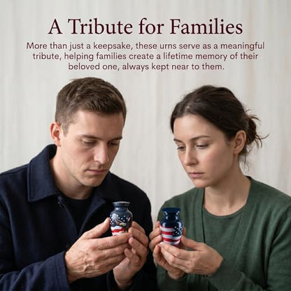 Emvency Urn for Ashes, Mini Metal, Keepsake Sharing Urns, American Flags - color: Flag