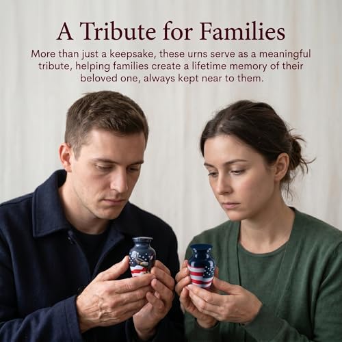 Emvency Urn for Ashes, Mini Metal, Keepsake Sharing Urns, American Flags - color: Flag