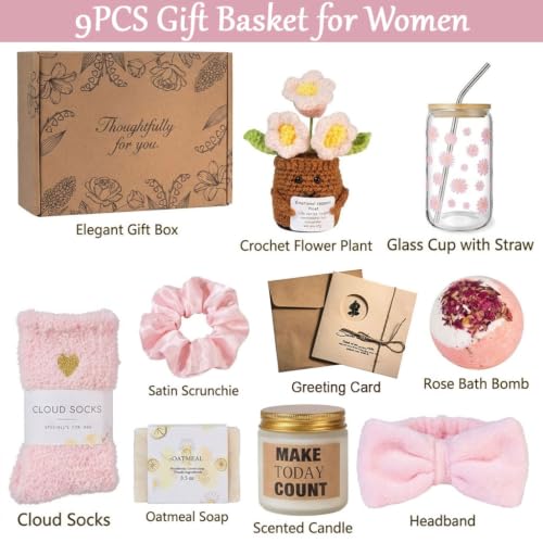 Thoughtful Birthday Gifts Set for Women, Self Care Get Well Soon Gift Box, Relaxing Spa Care Package, Christmas Holiday Present for Mom Sister Wife Aunt Best Friend Her