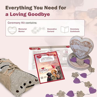 Sweet Goodbye Cocoon Pet Burial & Cremation Kit (Medium, Natural) | Premium Wool Pet Casket & Ceremony Kit for Cats & Dogs | Farewell Your Pet with Love - color: Natural, size: Medium