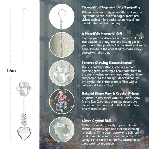 Dog Memorial Gifts, Pet Memorial Suncatcher, Loss of Dog Sympathy Gift - color: White Stone
