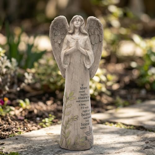 Ivy Home Resin Garden Statue Standing Praying Angel Garden Statuary for Outdoor Decor