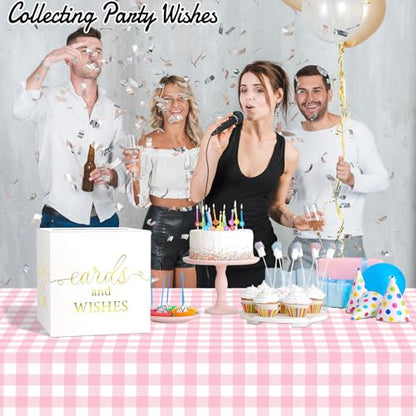 WNINK White Card Box with Gold Foil Design, Cards and Wishes Gift Cards Box Receiving Box for Wedding Receptions, Bridal & Baby Showers, Anniversaries, Birthdays Party, Graduations, Retirements - color: Cards Wishes White Gold