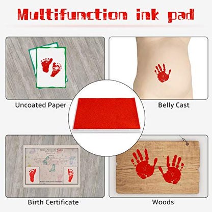 Ink Pad, 5x4'' Washable Non-Toxic Ink Stamp Pad for Baby Footprint Handprint, Red - color: Red