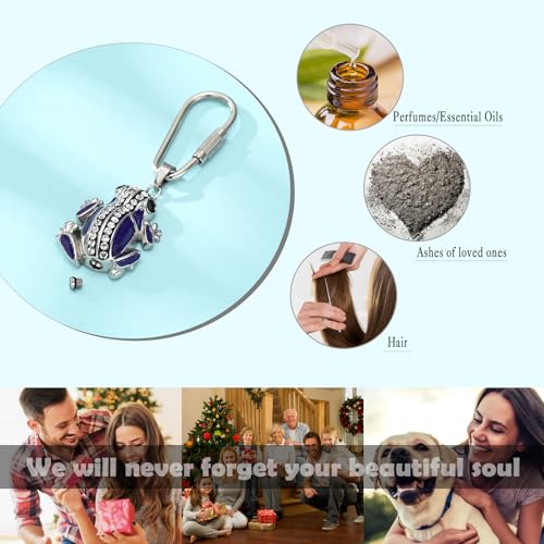 Frog Urn Necklace for Ashes Animals Cremation Jewelry Stainlee Steel Memorial Necklaces Keepsake Jewelry Ashe Holder Pendant for Human Ashes with Filling Kits - color: Purple-Keychain