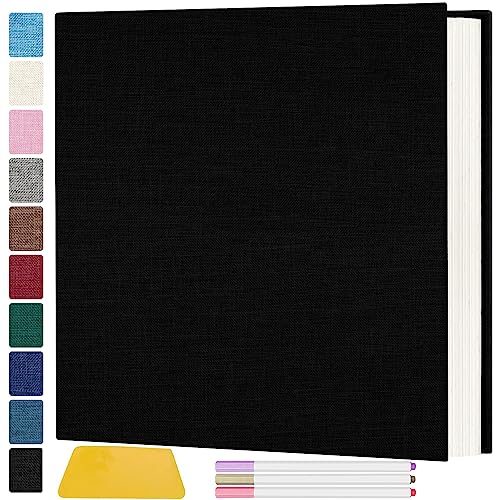 Zesthouse Photo Album Self Adhesive Pages, 60 Pages Magnetic Scrapbook Albums with Sticky Page, Photos Album Holds 8x10 & 5X7 & 4x6 & 6x8 & 3x5, Large Picture Book Ideal Gift for Family Wedding Baby - color: Black, size: 11"x10.6"/White 60 Pages