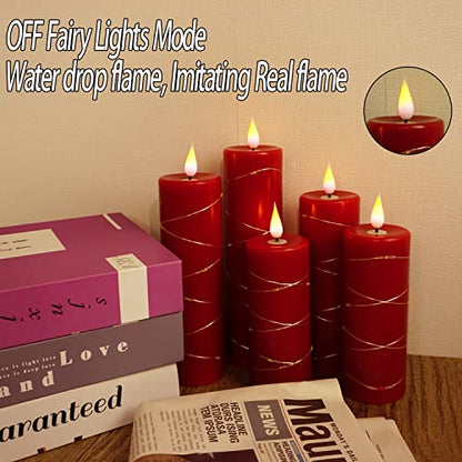 Red Flameless Candle with Remote Control LED Candle with String Lights Battery Powered Flameless Candle4'' 5'' 6'' 7'' 8'' Candles of 5 Pcs - size: Red - 5 Pack