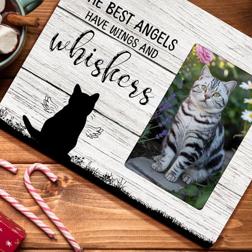 Cat Memorial Gifts for Loss of Cat, Pet Sympathy Gift Wooden Picture Frames, 4x6 inch Photo - color: Brown
