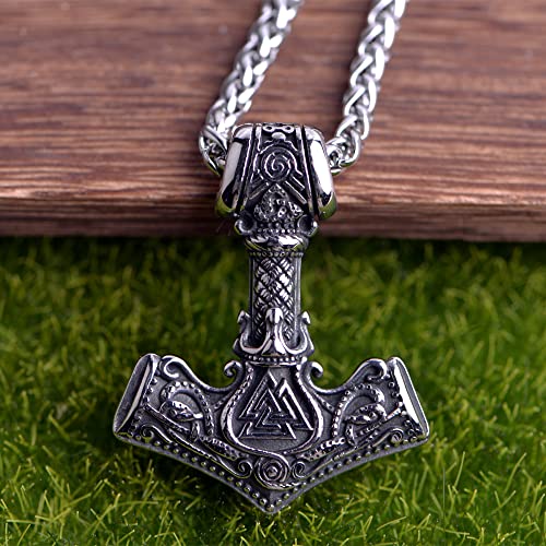 Norse Viking Thor Hammer Necklace Mjolnir Necklace for Men Talisman Jewelry - color: DRTKSA
