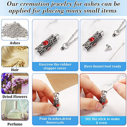 Jexine 10 Pcs Urn Necklace Cremation Jewelry for Men - color: Red