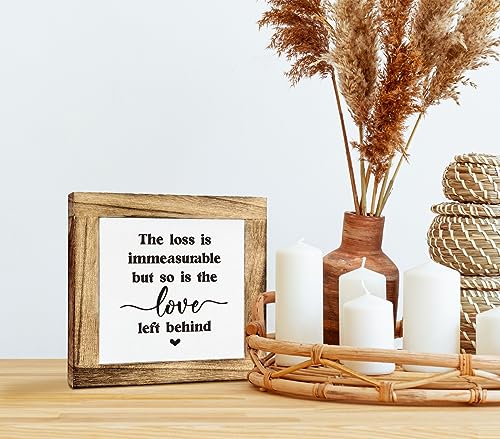 Gkwa Memorial Sign, Box Wood Plaque Desk Décor, 5.9x5.9x0.7 inches, Pine, Rustic Design, Ideal Condolence Gift