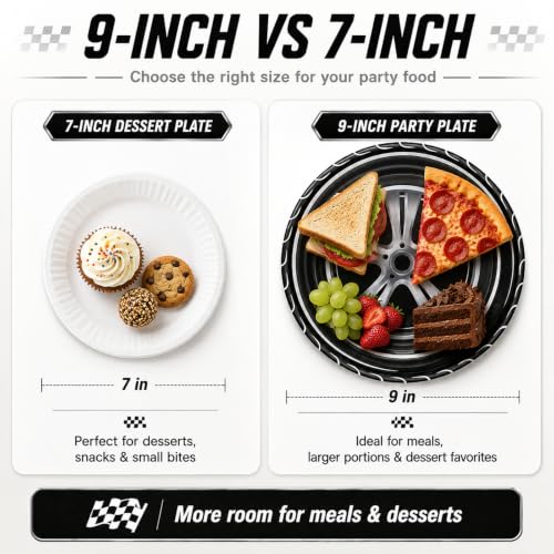 40 Pcs Race Car Plates and Napkins Set, Large 9 Inch Party Plates - color: Race Car