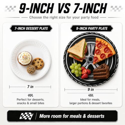 40 Pcs Race Car Plates and Napkins Set, Large 9 Inch Party Plates - color: Race Car