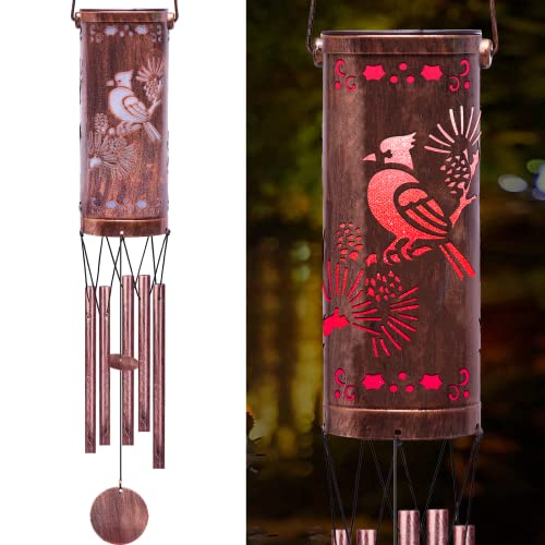 FSVGYY Solar Red Bird Wind Chime 30 Inch Metal Outdoor Hanging Light - color: Wind Chimes Bird