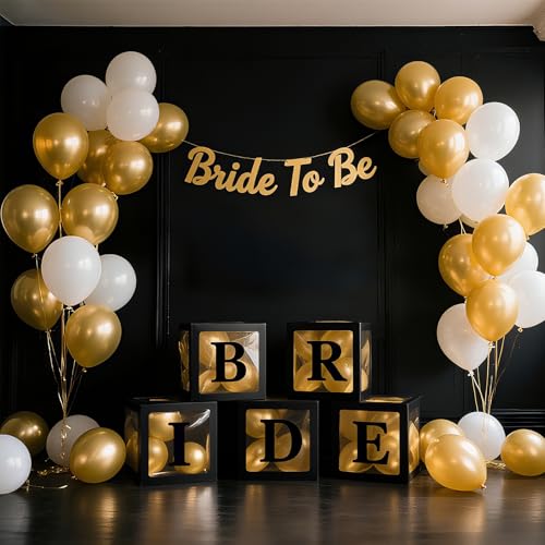 Ledido Transparent Balloon Boxes with 78 Letters Numbers for Custom Name - color: Black, size: 5PCS Boxes