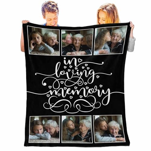Personalized Memorial Photo Blanket, Memorial Gifts for Family Members Personalized Flannel Throw Blanket for Kid Adult Mother Father Friends Lovers Pets Personalized Gifts, Multi Sizes - color: Color 13