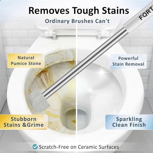 17" Pumice Stone Toilet Bowl Cleaner, 8 Heads – Non-Scratch - color: Grey
