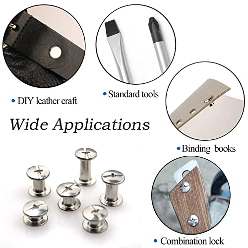 Silver Chicago Screws Leather Kit, 6 Sizes (M5 X 4, 5, 6, 8, 10, 12) - color: Silver, size: M5*4.5.6.8.10.12mm