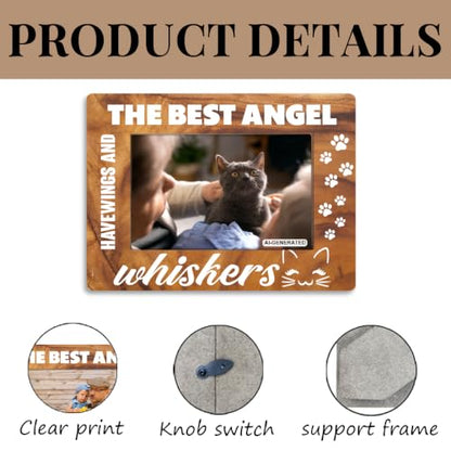 Pet Wood Picture Frame, Pet Memorial Gifts, The Best Angels Have Wings and Whiskers Picture Photo Frames, Dog Cat Bereavement Remembrance Gifts, Farmhouse Home Office Table Decor, 4 x 6 Inch