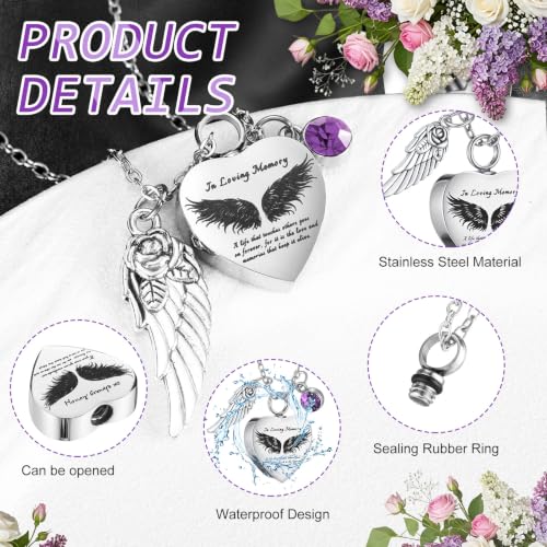 Ecation 12 Set Small Urn Cremation Jewelry Necklaces for Ashes Stainless Steel Keepsake Urns Memorial Locket Mini Ash Holders Waterproof for Human Adult Female Male Family Loved One (Light Purple) - color: Light Purple