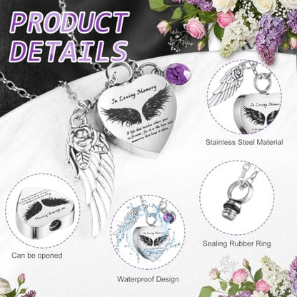 Ecation 12 Set Small Urn Cremation Jewelry Necklaces for Ashes Stainless Steel Keepsake Urns Memorial Locket Mini Ash Holders Waterproof for Human Adult Female Male Family Loved One (Light Purple) - color: Light Purple
