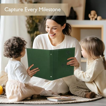 Photo Album 8x10 Clear Pages Pockets Leathe Cover Slip Slide in Photo Album Holds 50 Vertical 8x10 Photos Picture Book for Wedding Family (Dark Green) - color: Dark Green, size: 50 Pockets/1PK