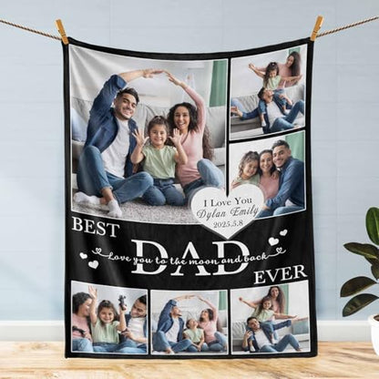 D-Story Custom Blanket Fathers Day Personalized Gifts for Dad Customized Blankets and Throws with Photos Text Fleece Picture Blanket Birthday Gifts from Daughter Son Wife Dad 06 - color: Dad 06
